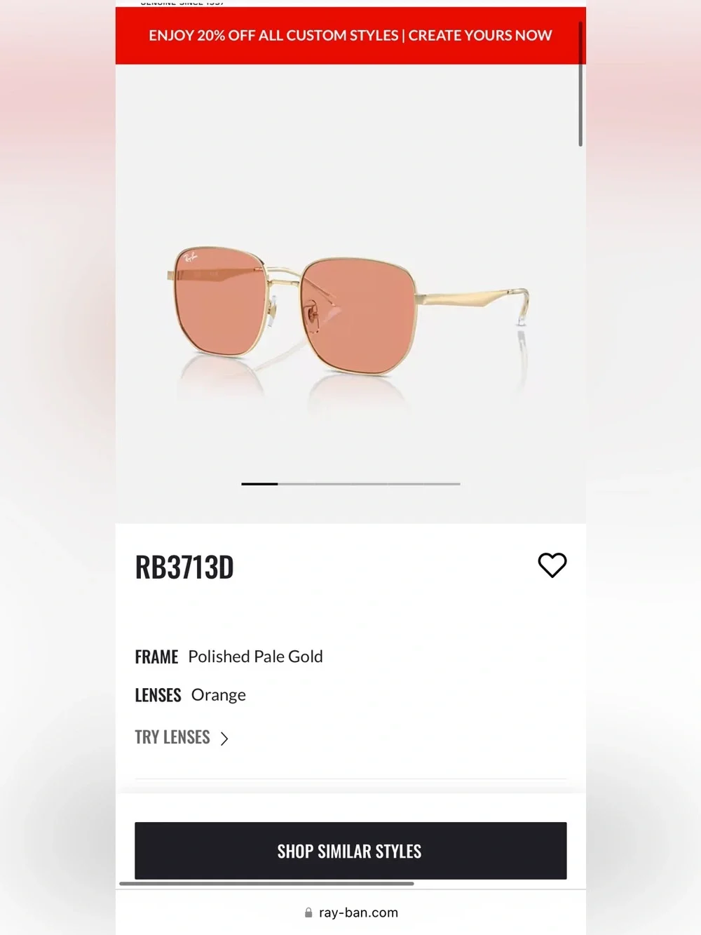 Ray-Ban Women's Gold Frame Sunglasses with Orange Tinted Lenses